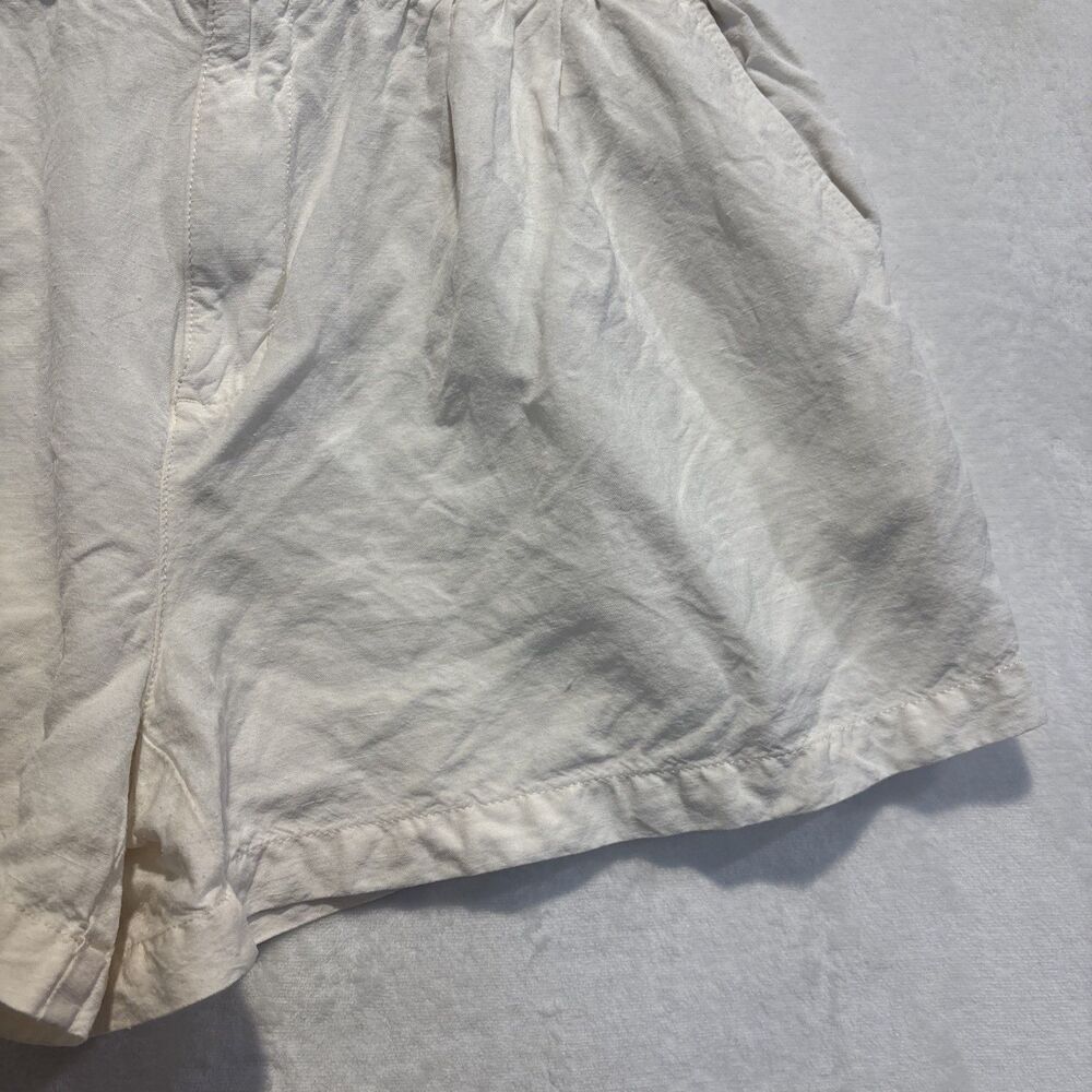 Madewell Women's Paperbag Pull On Linen Blend Ivory Lighthouse Shorts Size Large - Picture 5 of 15
